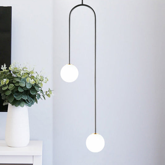 Hanglamp Zwart Gouden Bal Cluster Post Modernist 2 Lichten Zwart