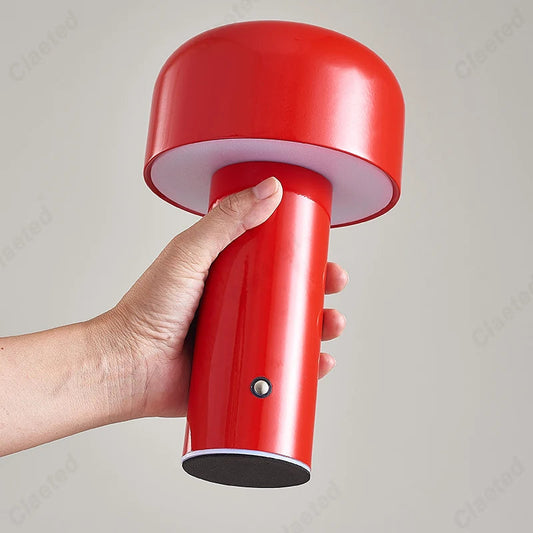 Italiaans Design Paddenstoel Tafellamp Voor Binnen Buiten Rood USB-oplaadbaar