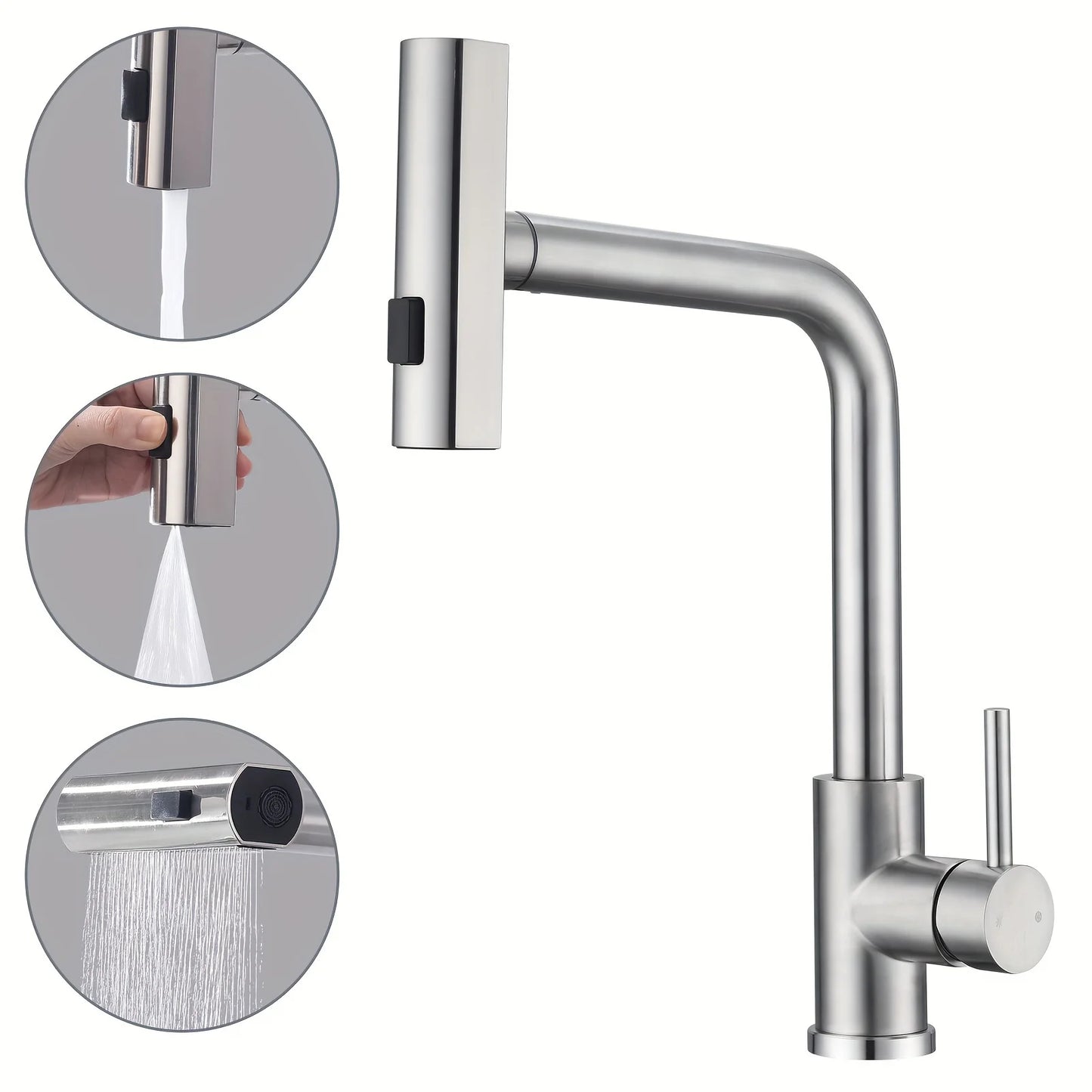 Keukenmengkraan Met Uittrekbare Spuit En 6 Functies Gun Gray