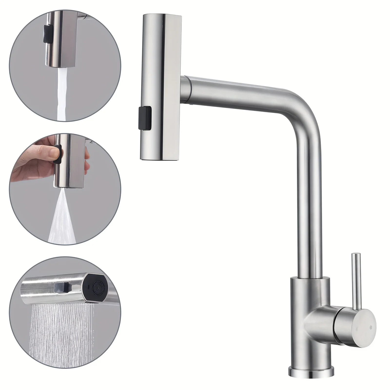 Keukenmengkraan Met Uittrekbare Spuit En 6 Functies Gun Gray