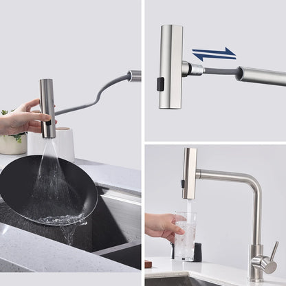 Keukenmengkraan Met Uittrekbare Spuit En 6 Functies Gun Gray