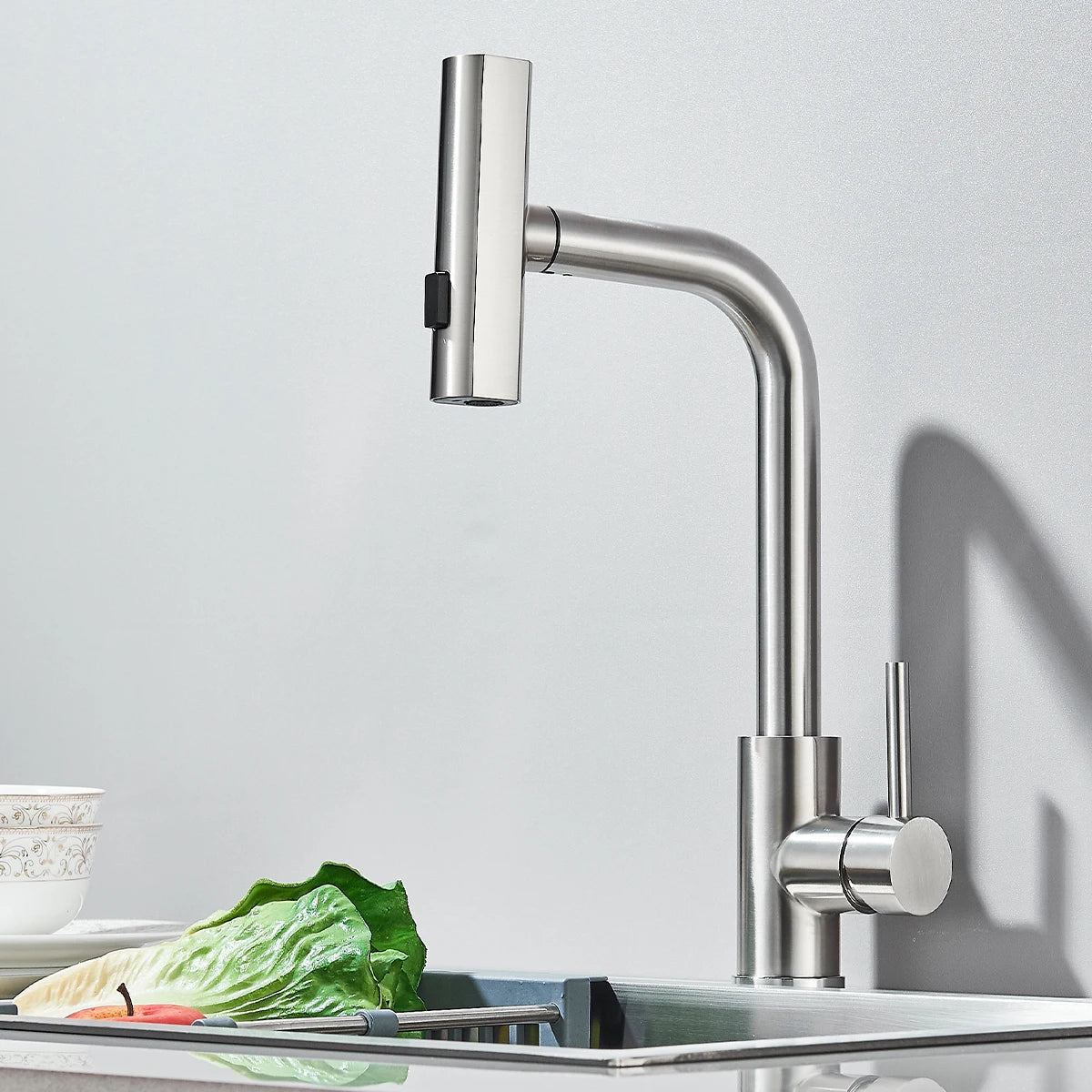 Keukenmengkraan Met Uittrekbare Spuit En 6 Functies Gun Gray Geborsteld A G1 2