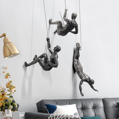 Klimmuursculptuur Met Klimmers Wanddecoratie Vallende klimmer