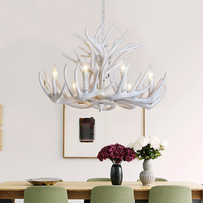Kroonluchter Witte Geweien Rustiek Hars 21.5 25.5 27.5 Wit 21.5"