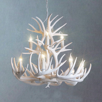 Kroonluchter Witte Geweien Rustiek Hars 21.5 25.5 27.5 Wit 27.5"