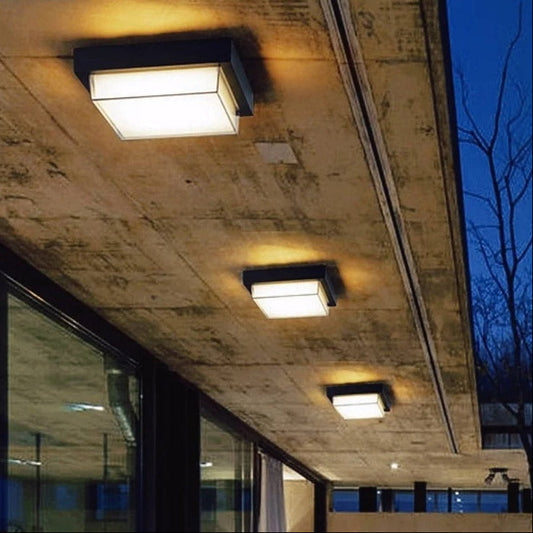 LED Buitenplafondlamp Voor Veranda Balkon Badkamer Tuin Vierkant B 24W Koud wit 6000K