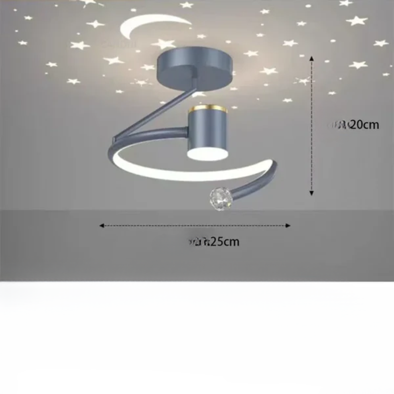 LED Plafondlamp Met Sterrenhemel Modern Kroonluchterontwerp A Grijs