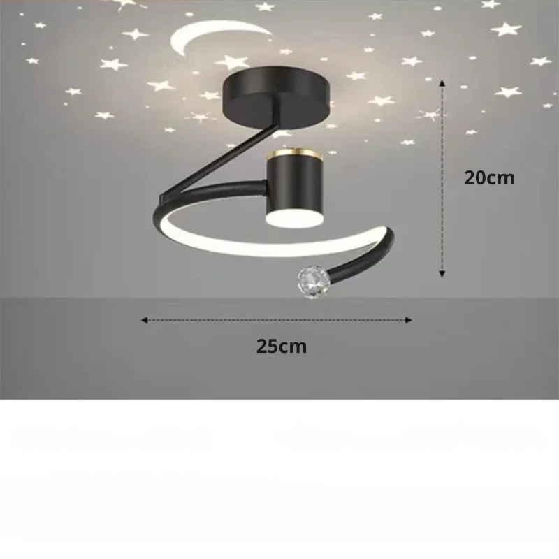 LED Plafondlamp Met Sterrenhemel Modern Kroonluchterontwerp A Zwart