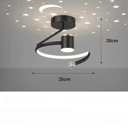 LED Plafondlamp Met Sterrenhemel Modern Kroonluchterontwerp A Zwart