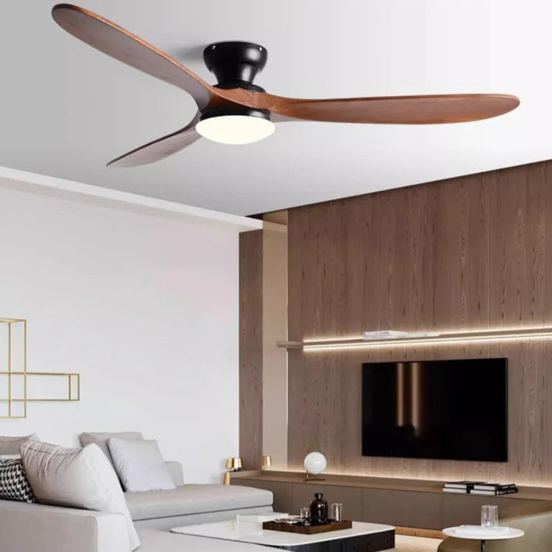 LED Plafondventilator Met Houten Bladen En Stille Werking