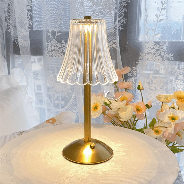 LED Retro Bureaulamp Met USB Oplaadbaar Kristallen Kap