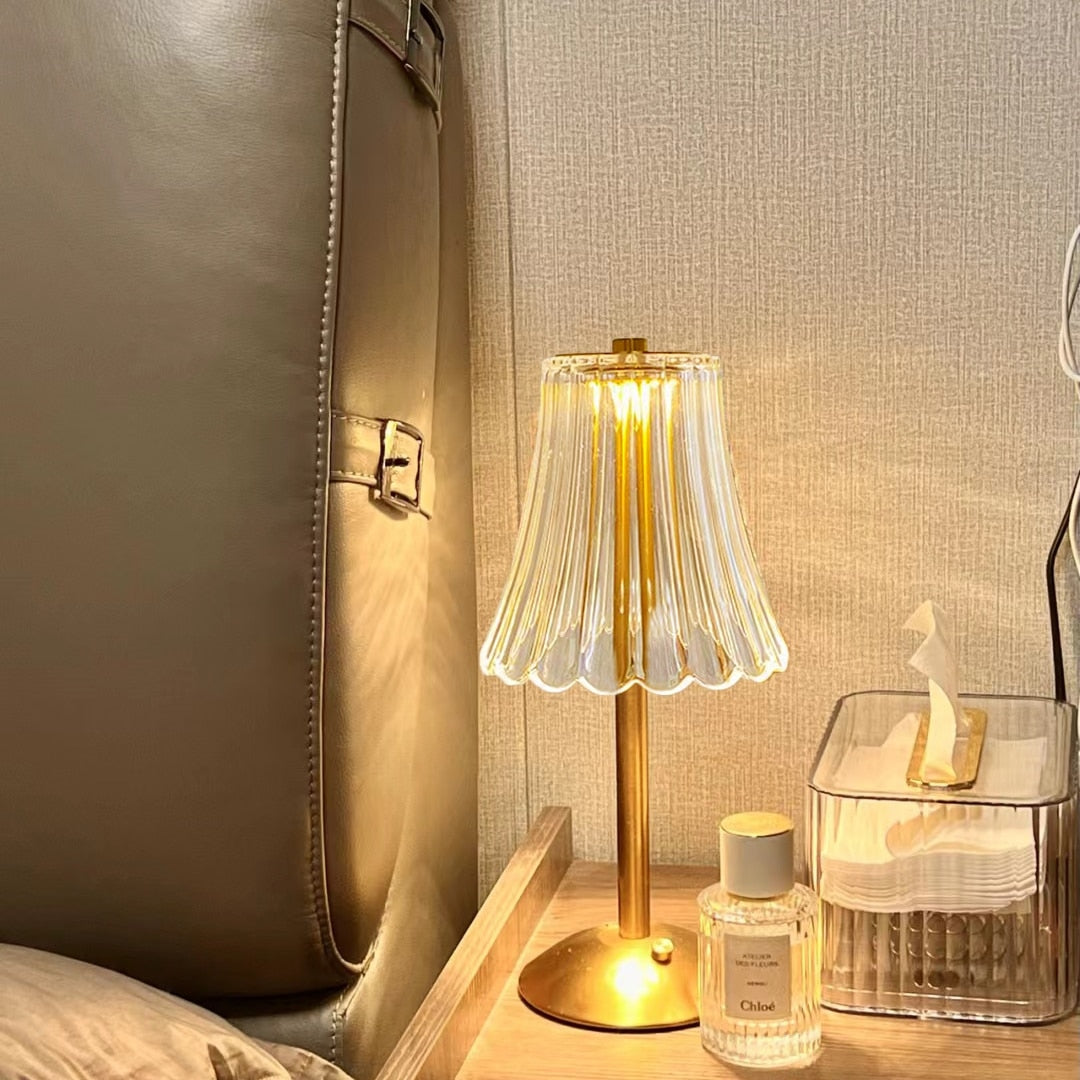 LED Retro Bureaulamp Met USB Oplaadbaar Kristallen Kap