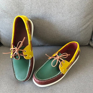 Leren Bootschoenen Heren Handgemaakt Comfortabel Elegant Groen