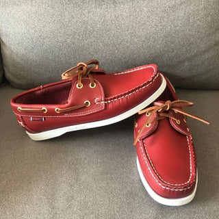 Leren Bootschoenen Heren Handgemaakt Comfortabel Elegant Rood