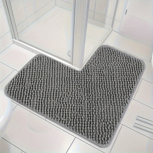 Luxe L Vormige Antislip Hoekbadmat Zacht Absorberend Grijs 40 cm x 40 cm x 80 cm