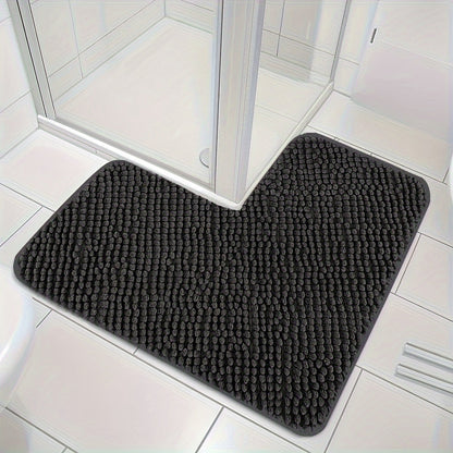 Luxe L Vormige Antislip Hoekbadmat Zacht Absorberend Zwart 40 cm x 40 cm x 80 cm