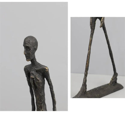 Metalen Sculptuur Wandelende Man Abstracte Beeldhouwwerk