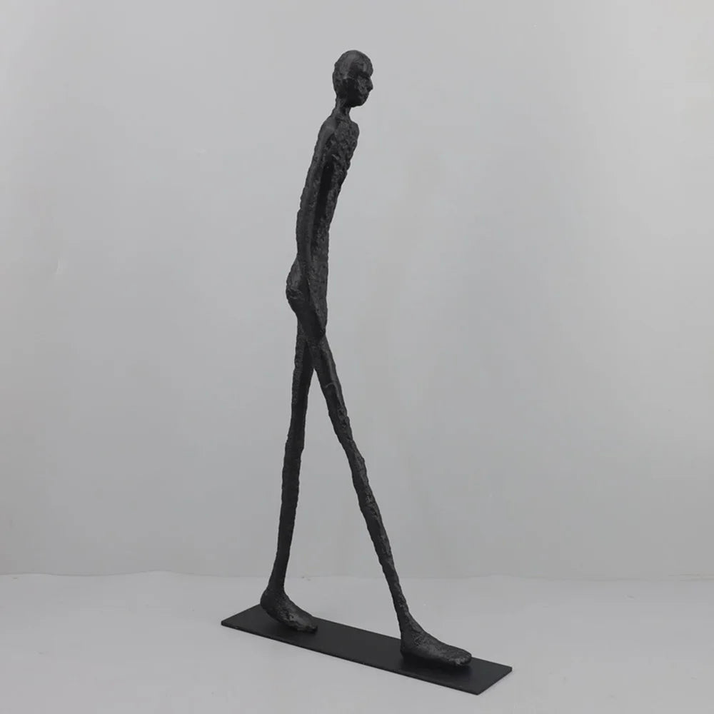 Metalen Sculptuur Wandelende Man Abstracte Beeldhouwwerk