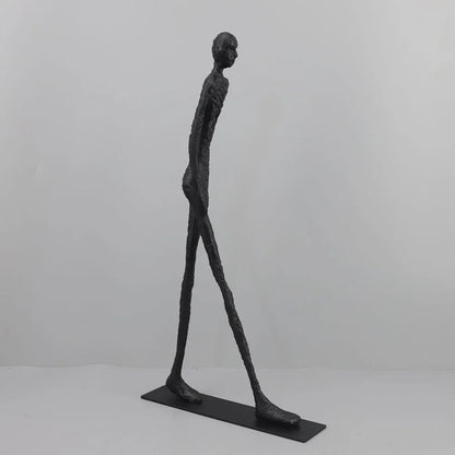 Metalen Sculptuur Wandelende Man Abstracte Beeldhouwwerk