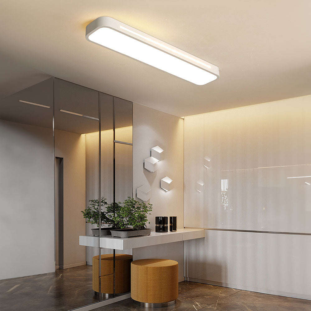 Minimalistische Lineaire LED Plafondlamp Ijzer Met Acryl Wit 3 Kleurverandering via Schakelaar