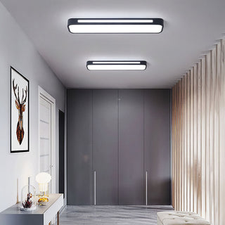 Minimalistische Lineaire LED Plafondlamp Ijzer Met Acryl Zwart D48*H4CM Wit Licht