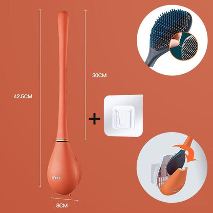 Moderne Flexibele Silikon Toilettenborstel Met Platte Kop Oranje