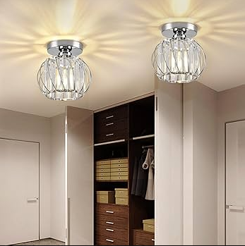 Moderne Glazen Plafond Corridorlampen Set Van 2 Delicaat Zilver