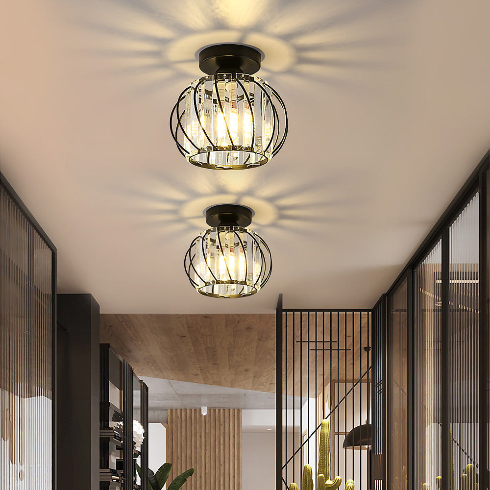 Moderne Glazen Plafond Corridorlampen Set Van 2 Delicaat Zwart