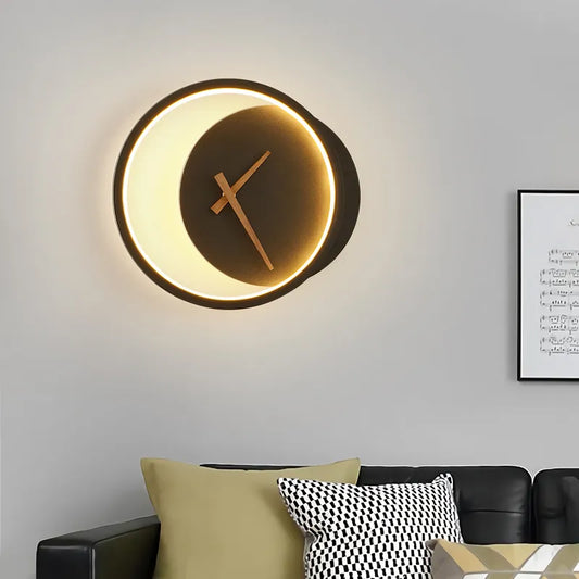 Moderne LED Wandlamp met Klok - Stijlvolle Verlichting