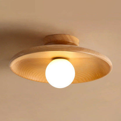 Moderne Minimalistische Semi Flush Plafondlamp Hout Slanke Bruin