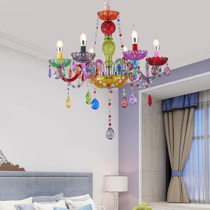 Nepkaars Hanglamp Glazen Multi-Kleurige Kroonluchter Kristal