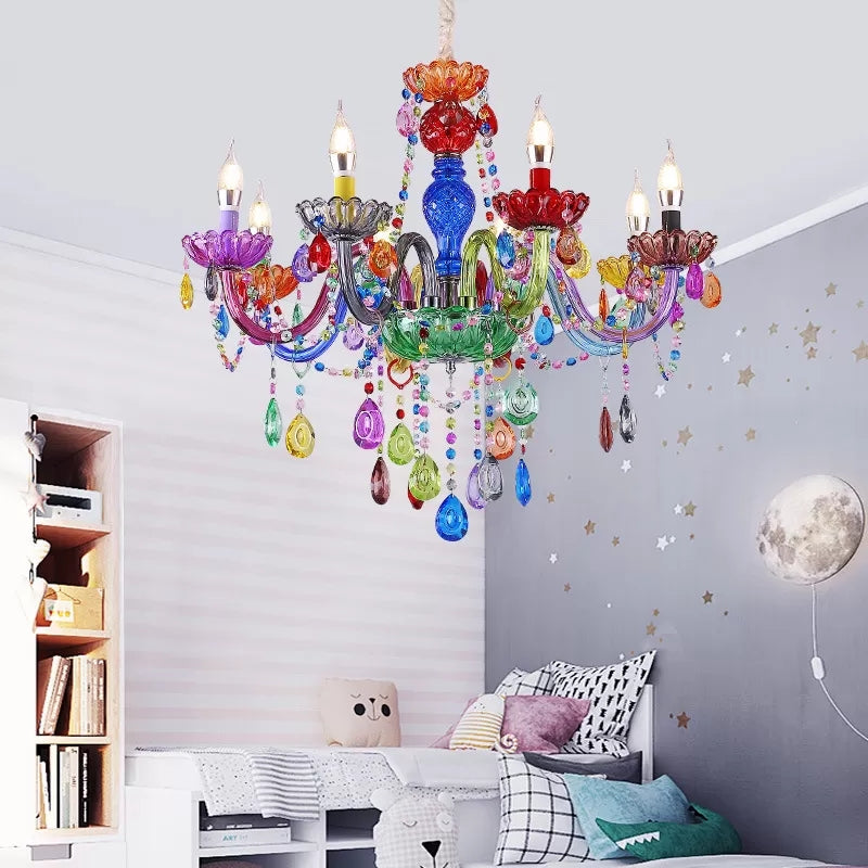 Nepkaars Hanglamp Glazen Multi-Kleurige Kroonluchter Kristal
