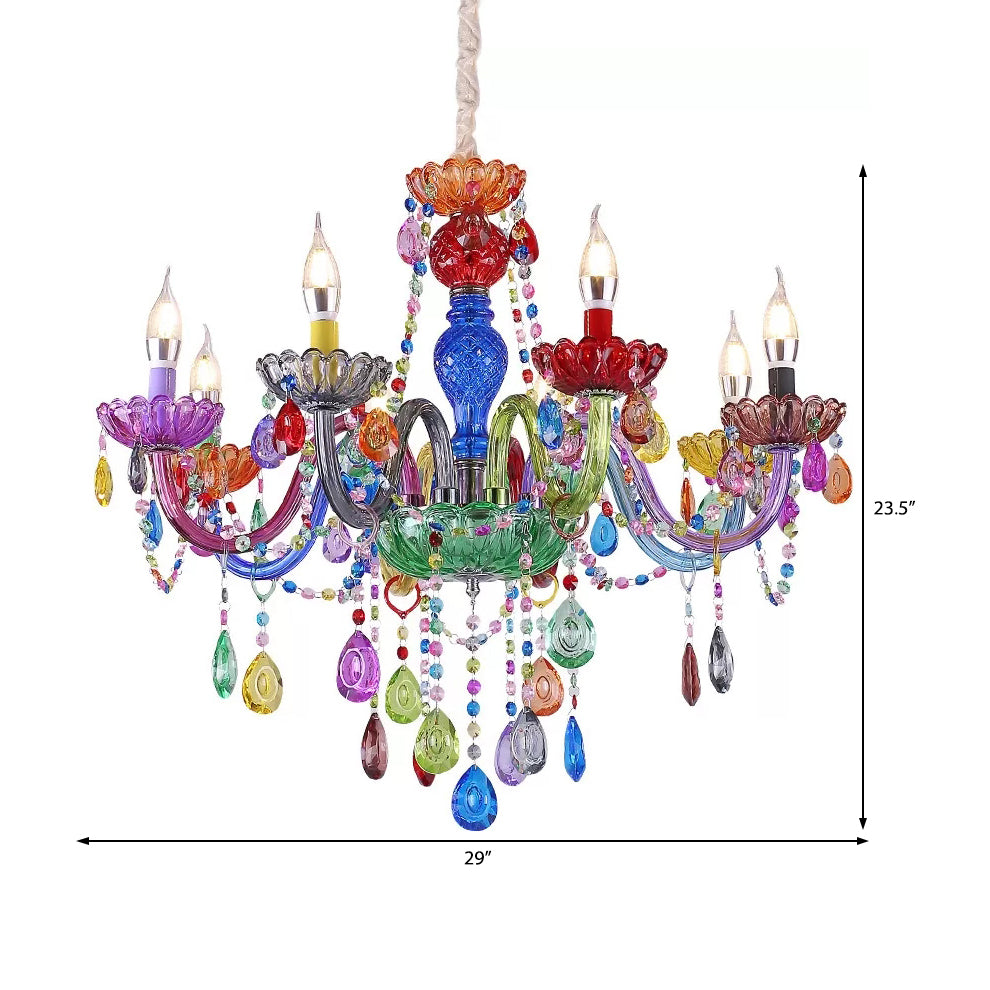 Nepkaars Hanglamp Glazen Multi-Kleurige Kroonluchter Kristal