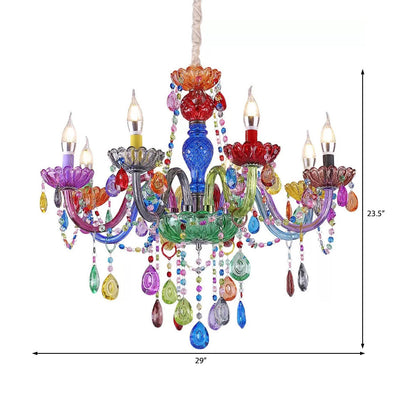 Nepkaars Hanglamp Glazen Multi-Kleurige Kroonluchter Kristal