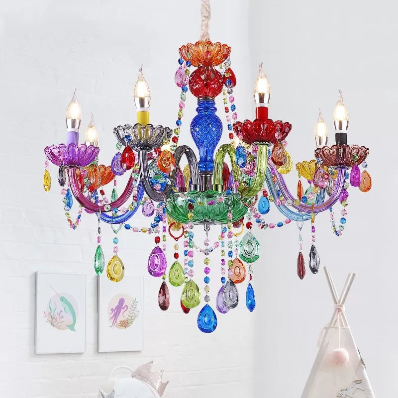 Nepkaars Hanglamp Glazen Multi-Kleurige Kroonluchter Kristal