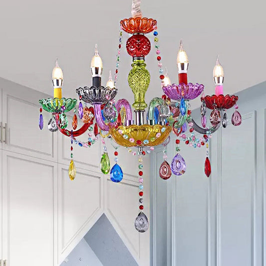 Nepkaars Hanglamp Glazen Multi-Kleurige Kroonluchter Kristal