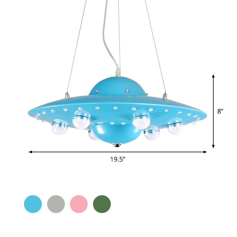 Noordse Vliegende Schotel Hanglamp Metaal Grijs Roze Blauw