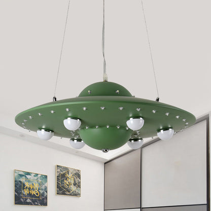 Noordse Vliegende Schotel Hanglamp Metaal Grijs Roze Blauw