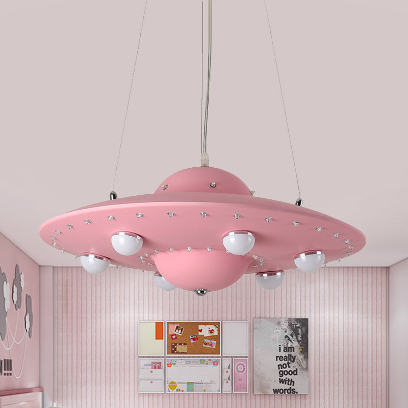 Noordse Vliegende Schotel Hanglamp Metaal Grijs Roze Blauw