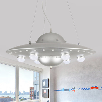 Noordse Vliegende Schotel Hanglamp Metaal Grijs Roze Blauw