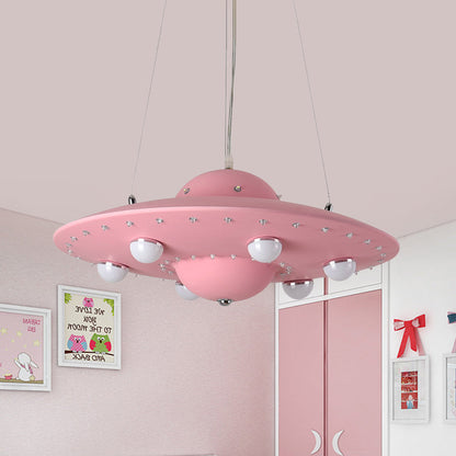 Noordse Vliegende Schotel Hanglamp Metaal Grijs Roze Blauw