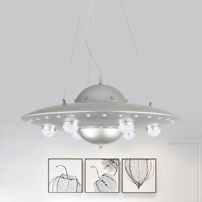 Noordse Vliegende Schotel Hanglamp Metaal Grijs Roze Blauw