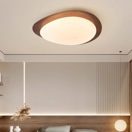 Plafondlamp Met Houtnerfafwerking Voor Warme Verlichting