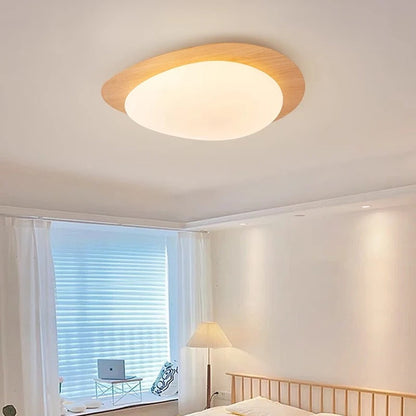 Plafondlamp Met Houtnerfafwerking Voor Warme Verlichting Houtkleur - 38 cm