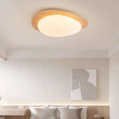 Plafondlamp Met Houtnerfafwerking Voor Warme Verlichting