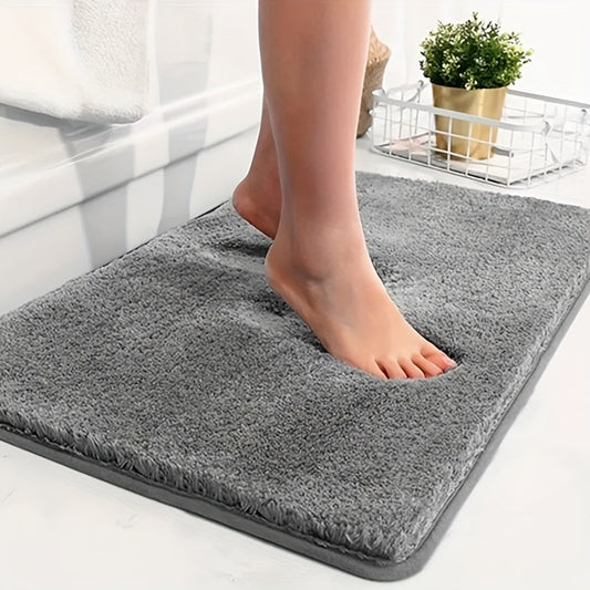 Pluche Badmat Anti Slip Luxe Comfort Wasbaar 50x80 Cm Grijs