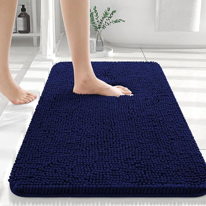 Pluche Luxe Badmat Voor Comfort En Elegantie In Badkamer Donkerblauw