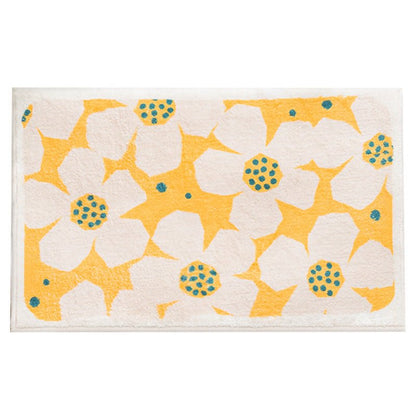 Retro Bloemenbadmat In Zes Levendige Kleuren Voor Badkamer Geel