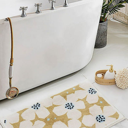 Retro Bloemenbadmat In Zes Levendige Kleuren Voor Badkamer