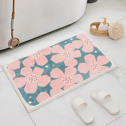 Retro Bloemenbadmat In Zes Levendige Kleuren Voor Badkamer